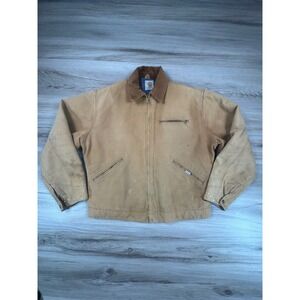True‎ VTG 80s 90s Carhartt 6BLJ Detroit Jacket Brown Blanket Lined Distressed S